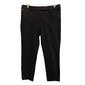 White House Black Market Slim Ankle Plaid Pants 8 short black